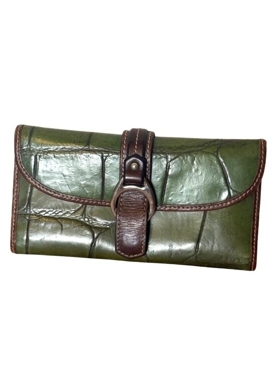 Genuine vintage DOONEY & BOURKE Olive Croc leather Handbag W  Vintage Dooney & Bourke Olive Green Croc-Embossed Leather Shoulder Bag & Wallet